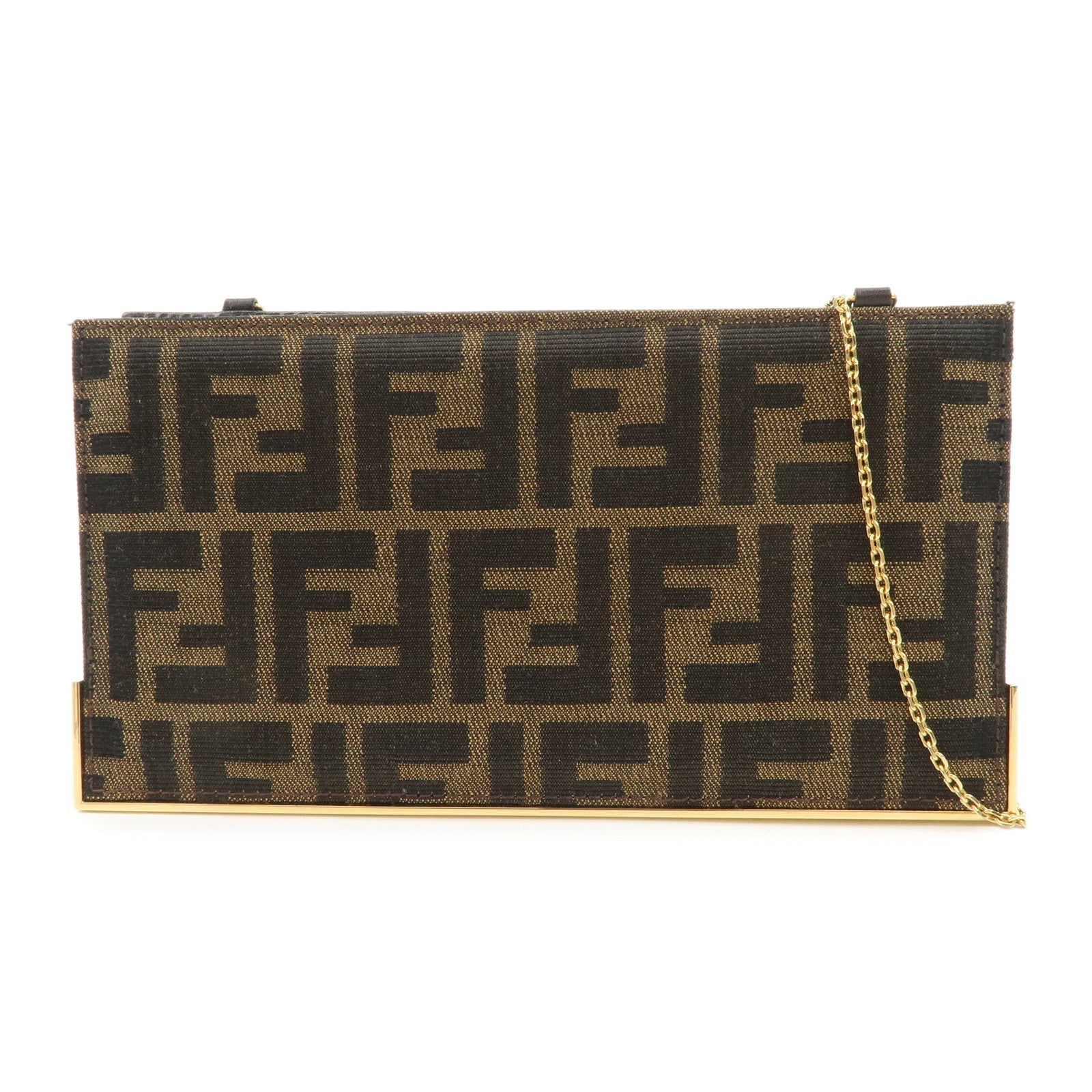 Shoulder Bag Zucca Leather Canvas Brown