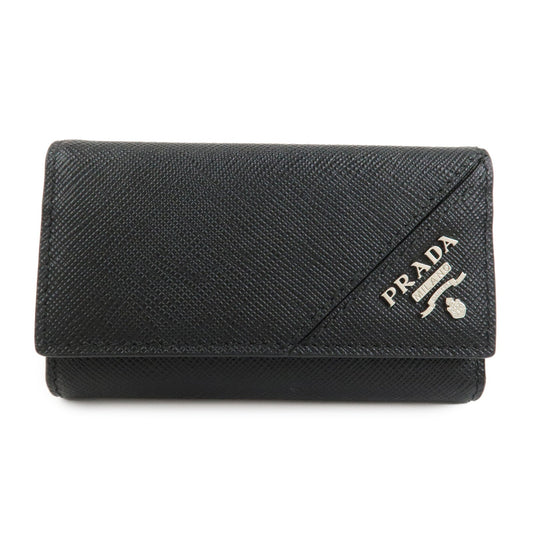 6 Rings Key Case Leather Saffiano Black Jewelry