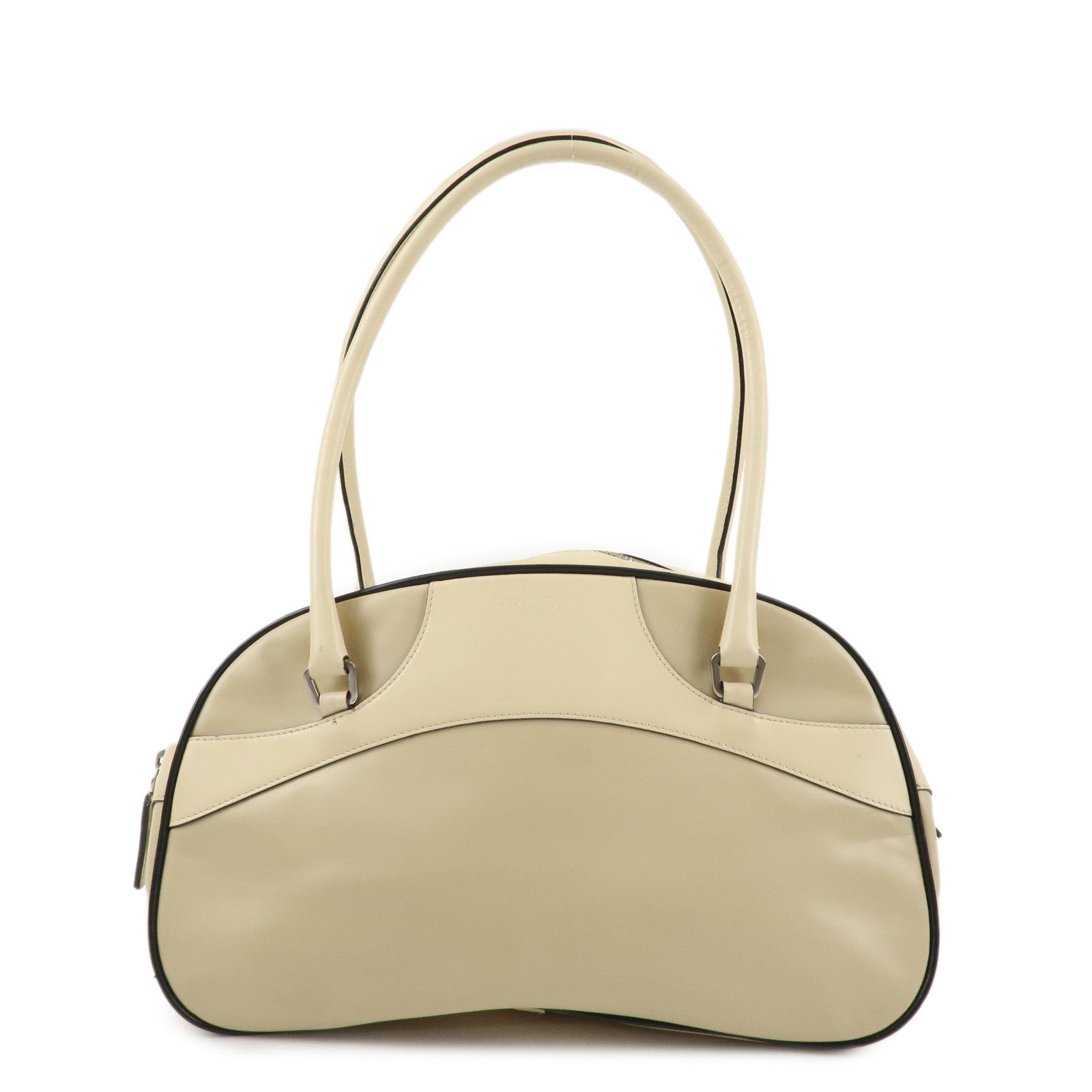 Bowling Bag Boston Bag Ivory Hardware d Leather Silver Handbag