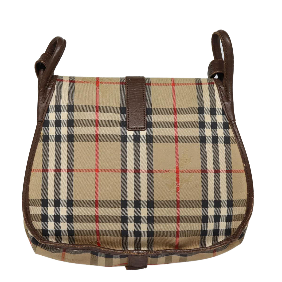 Burberry Check Shoulder Bag Canvas Brown