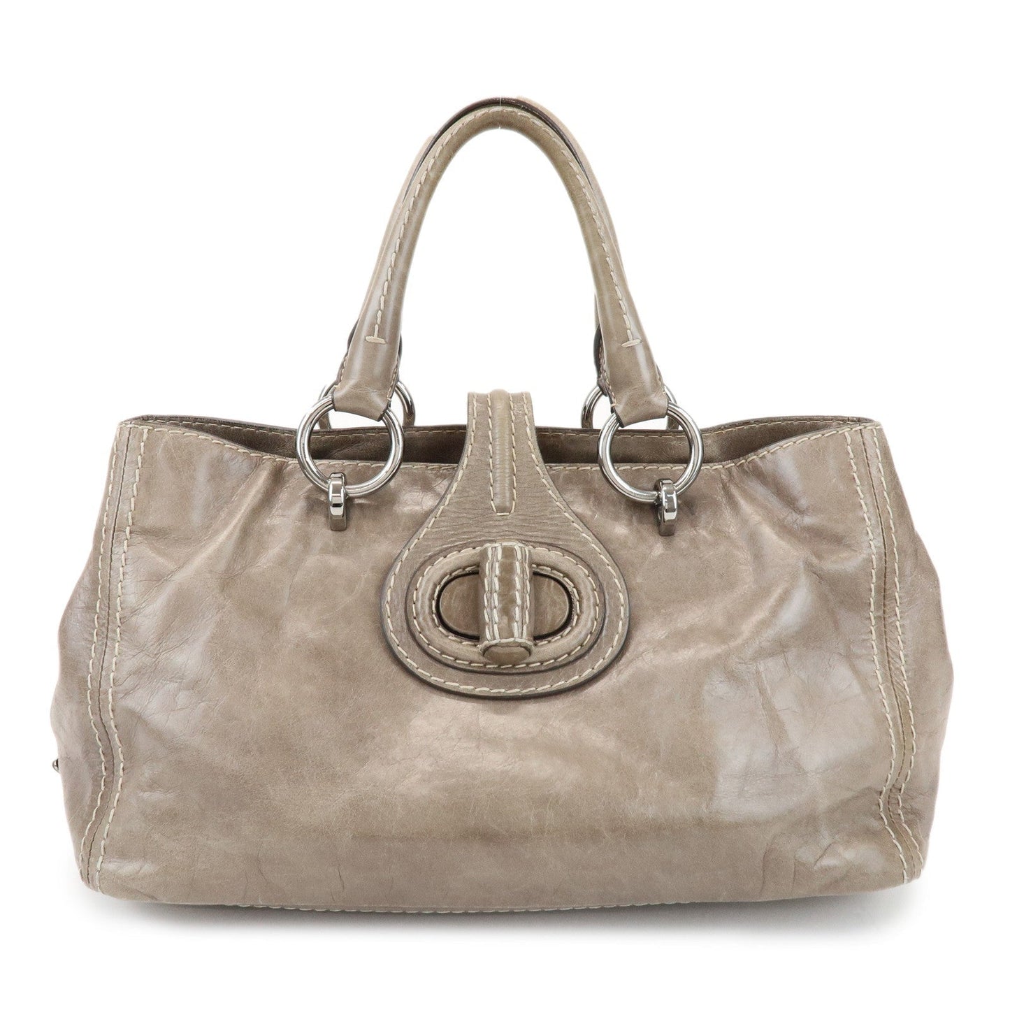 Shoulder Bag Hand Bag Leather Gray Logo
