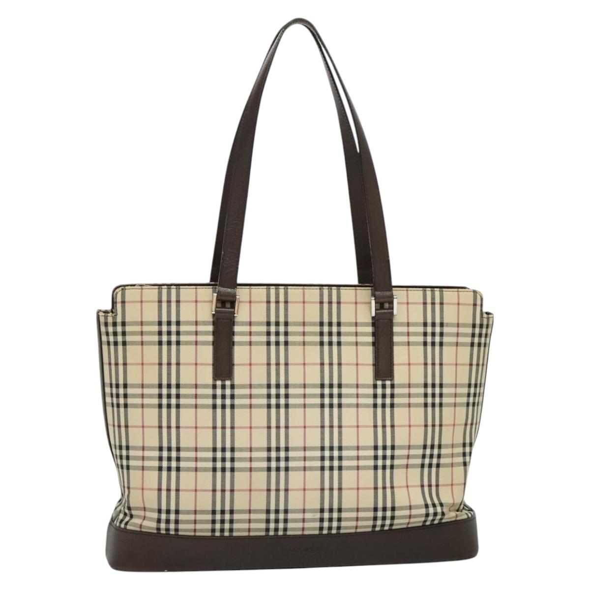 Burberry Nova Check Tote Bag Canvas Beige Tote Bag 143