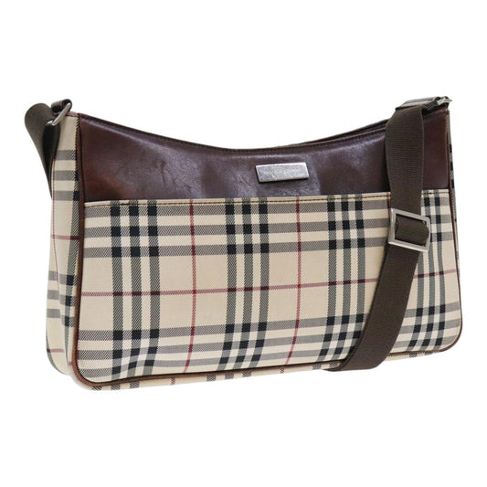 Burberry Nova Check Synthetic Shoulder Bag Beige Synthetic Shoulder Bag