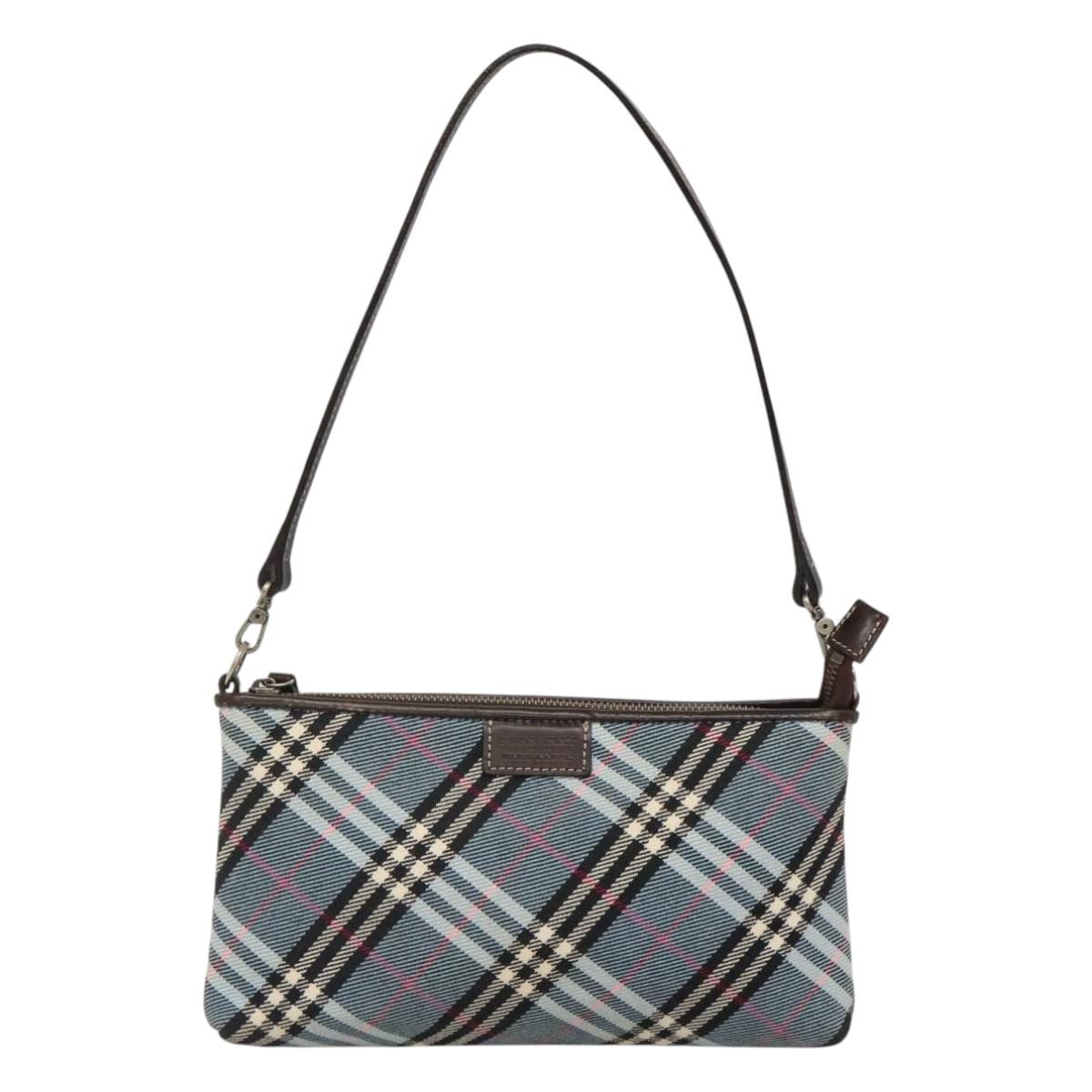 Burberry Label Shoulder Bag Canvas Blue