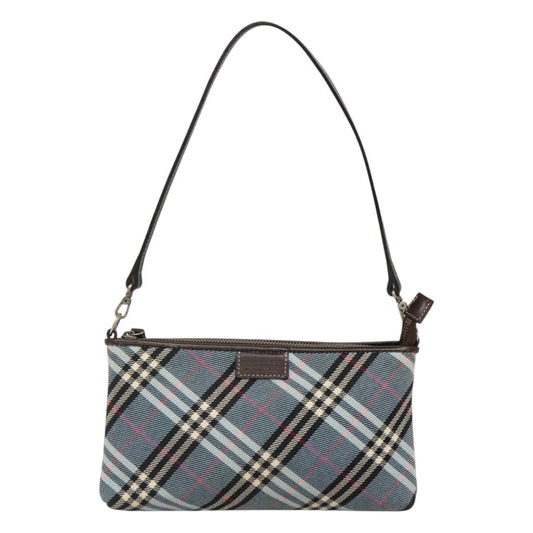 Burberry Label Shoulder Bag Canvas Blue