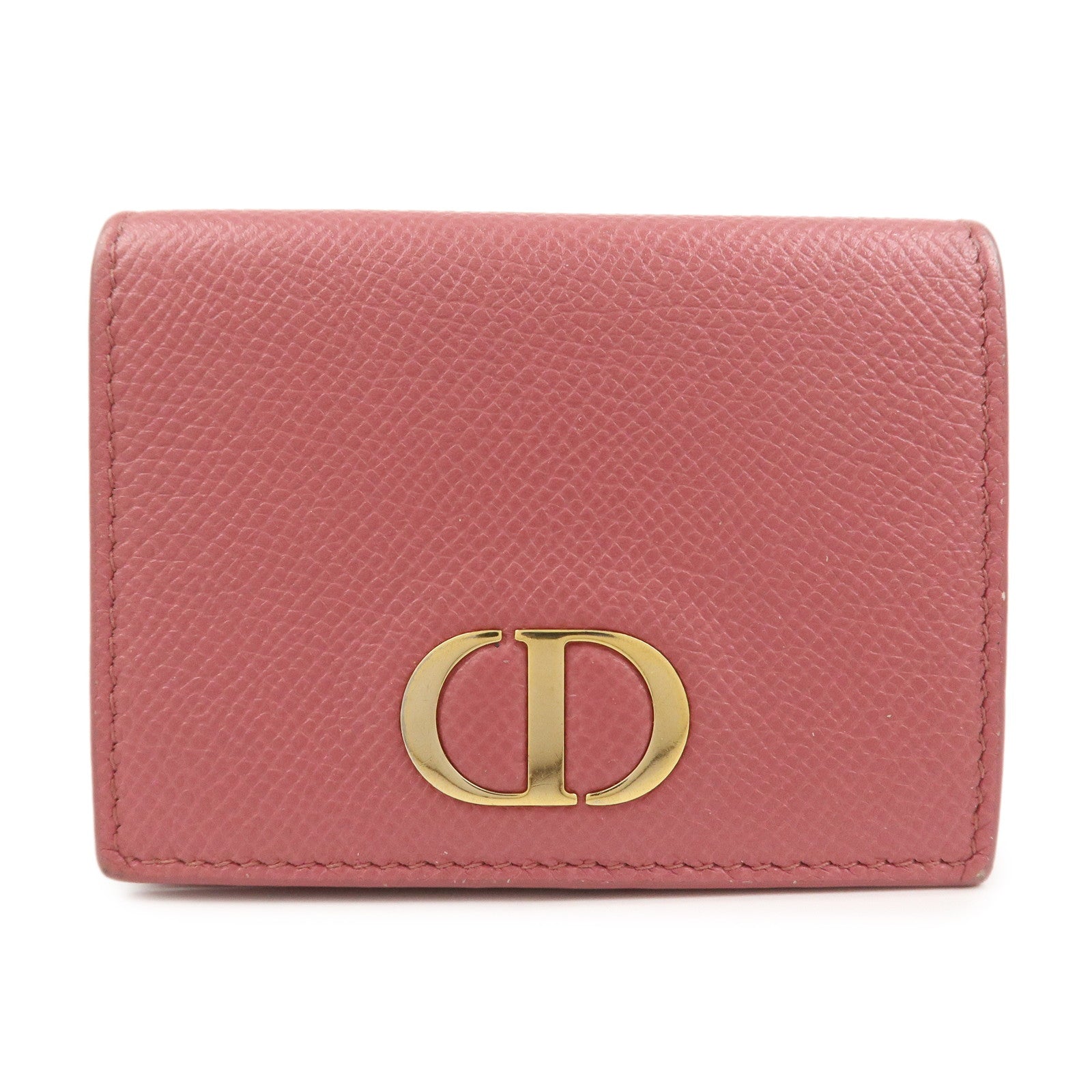 Dior Handbag Christian Tri-fold Compact Wallet Leather Pink Small