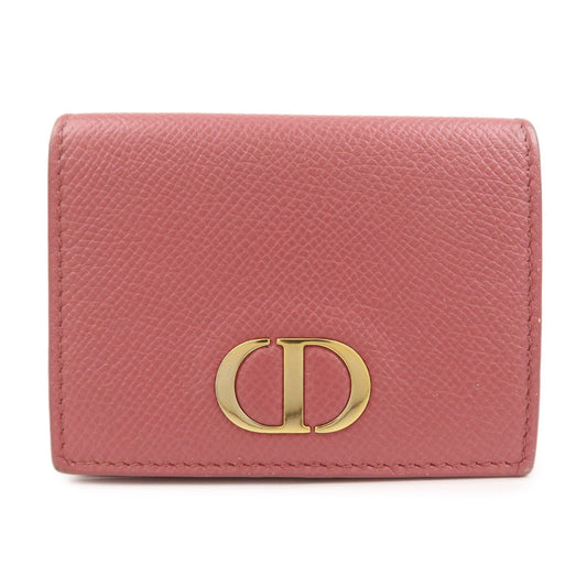 Dior Handbag Christian Tri-fold Compact Wallet Leather Pink Small