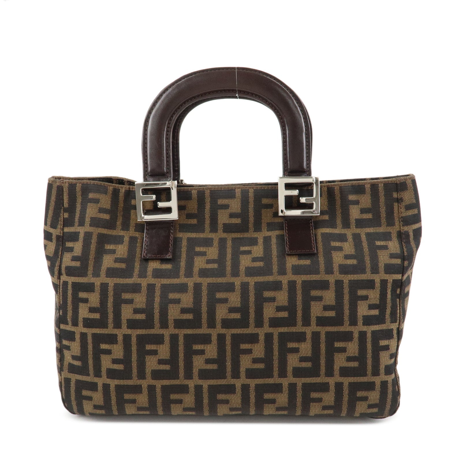 Tote Bag Zucca Hand Bag d Leather Canvas Black