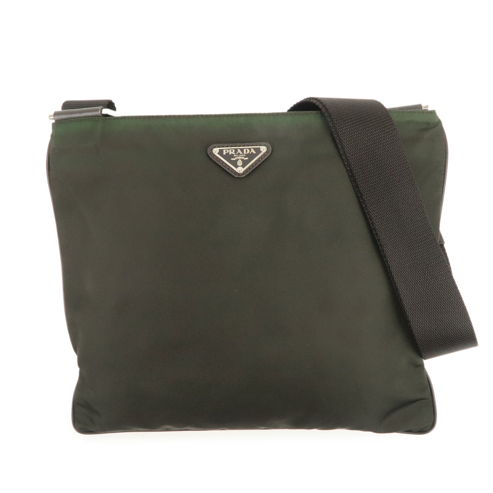 Crossbody Bag Triangle Shoulder Bag Khaki Nylon Logo