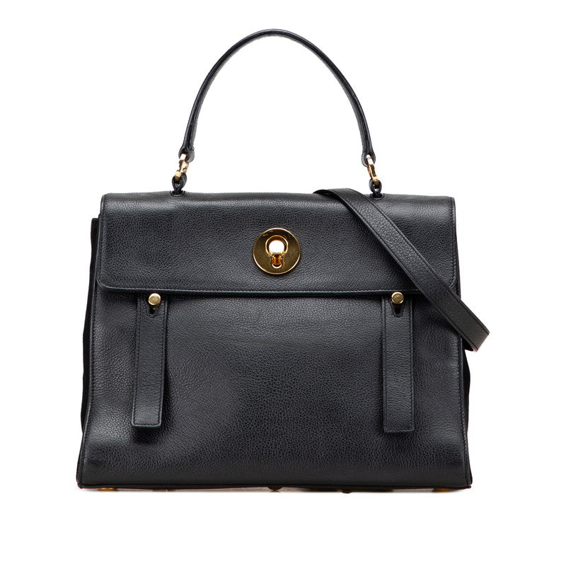 YSL Saint Laurent Two 2Way Bag Leather Travel Bag