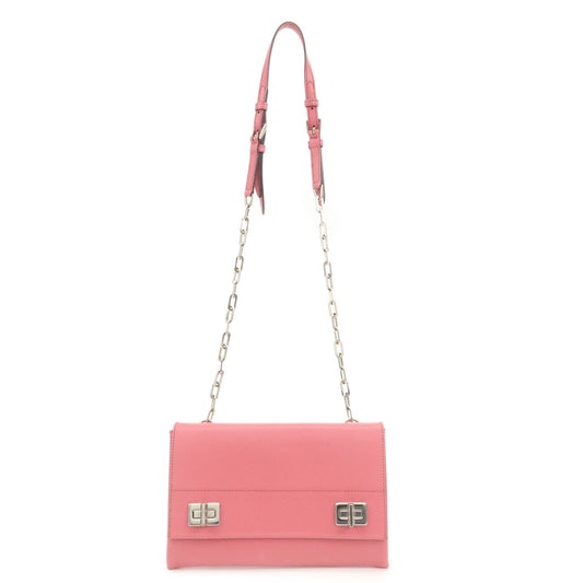 Crossbody Bag Shoulder Bag Leather Pink Chain