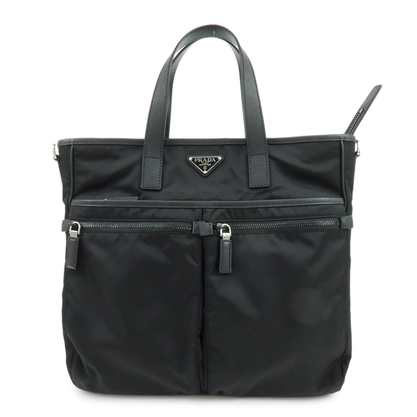 Tote Bag Triangle Re Leather Nylon Saffiano