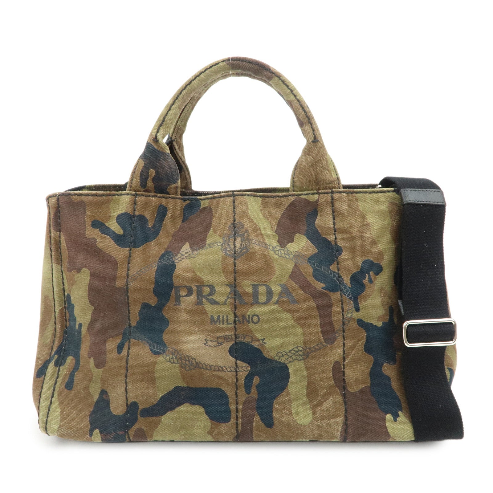 Canapa 2Way Hand Bag Camouflage Khaki Canvas Logo Handbag