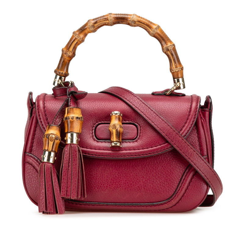 Gucci New Bamboo 2Way Bag Leather Travel Bag