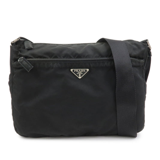 Shoulder Bag Triangle 2 Leather Nylon Saffiano Leather Black 2