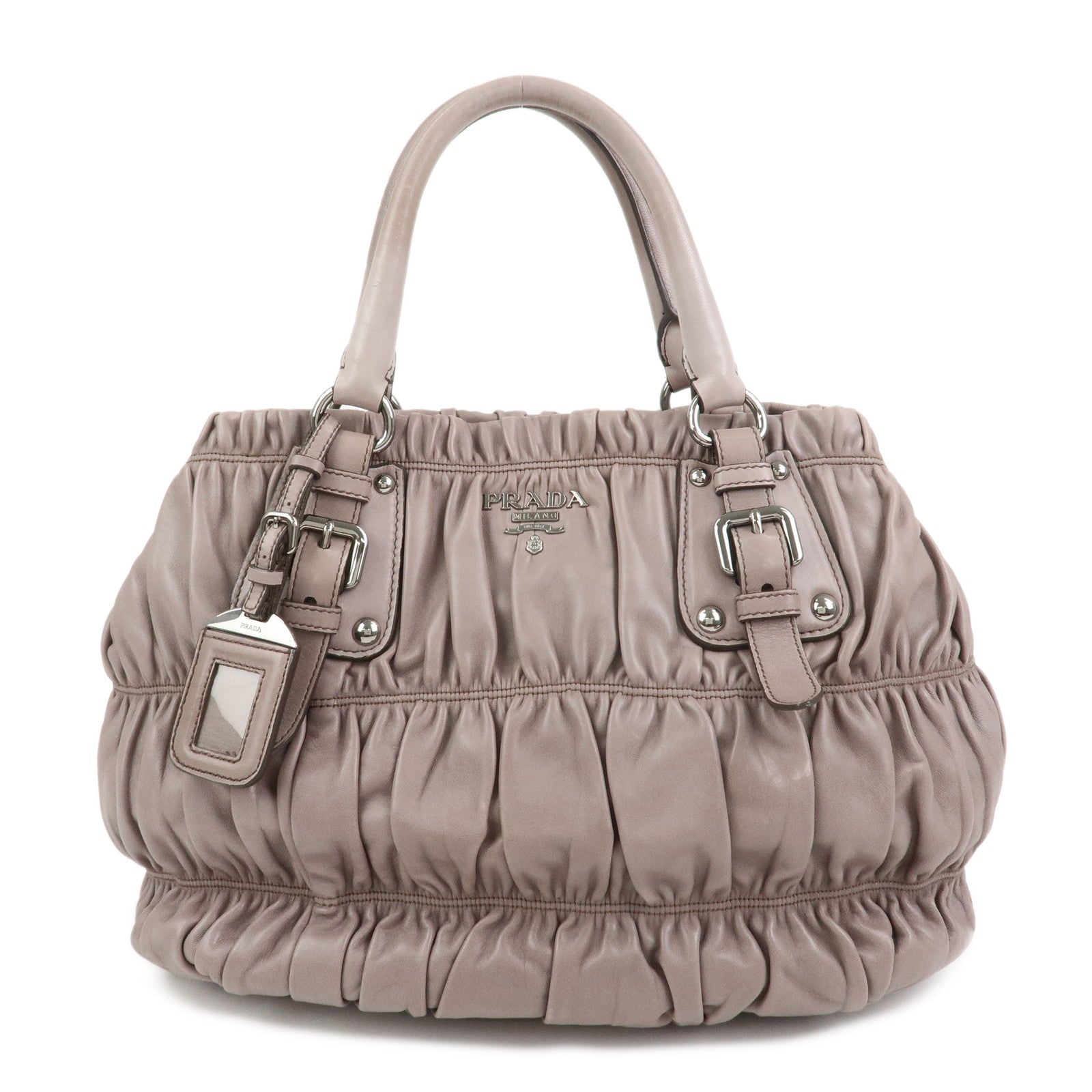 Shoulder Bag Nappa 2Way Bag Hand Bag Leather Gray Logo