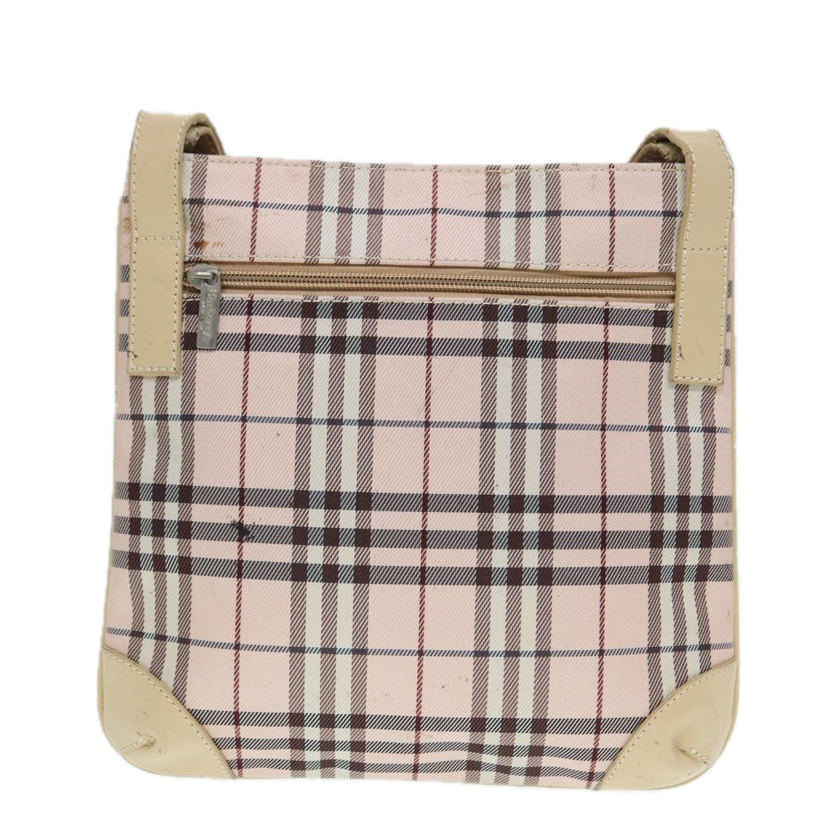 Burberry Label Synthetic Shoulder Bag Beige Blue