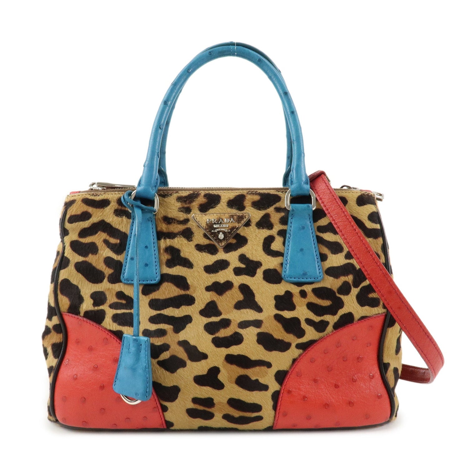 Galleria Triangle Unborn Calf 2Way Bag d Leather Calf Leather Logo Handbag