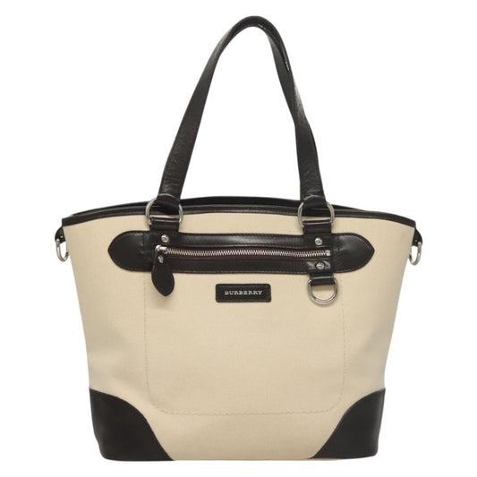 Burberry Nova Check Tote Bag Canvas White