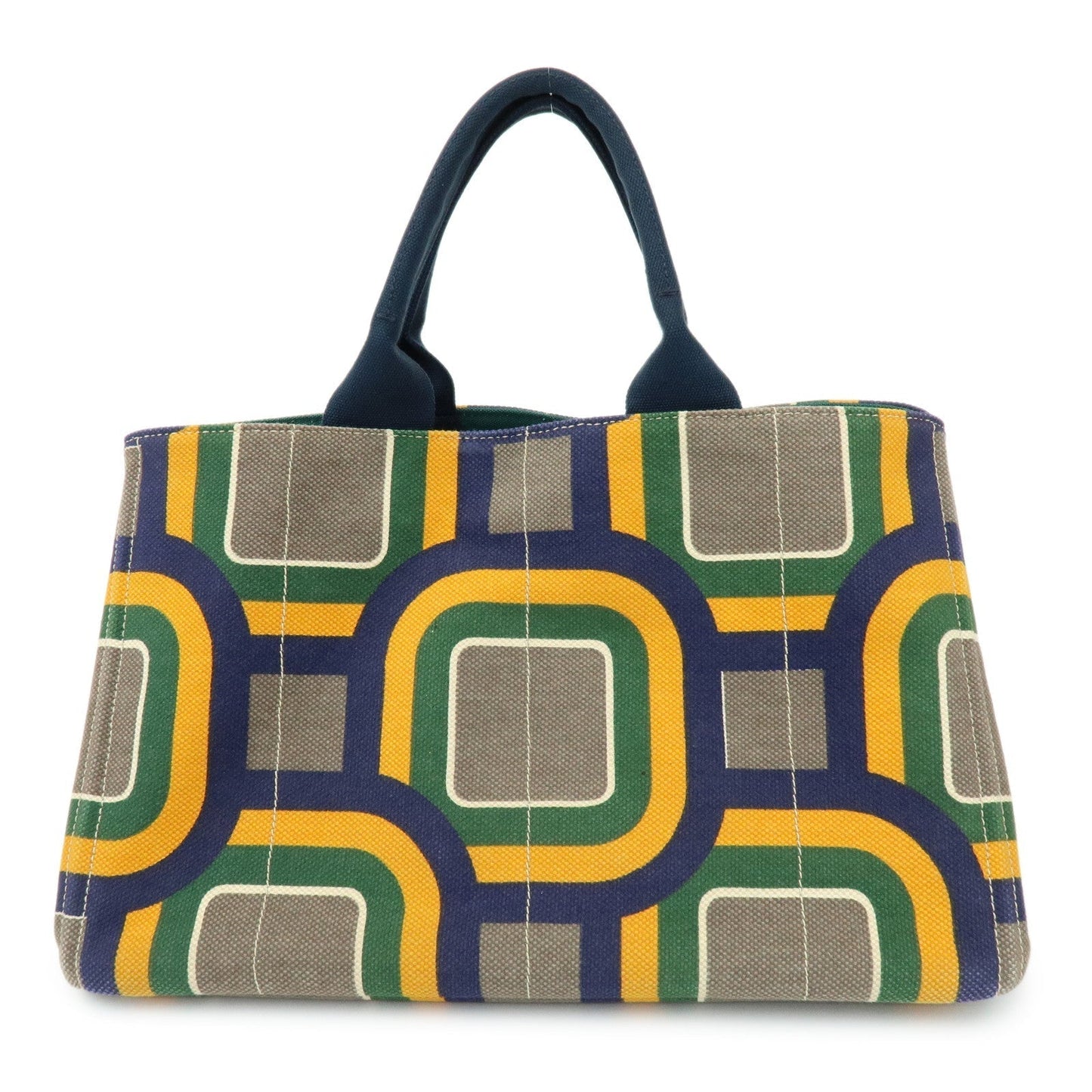 Tote Bag Canapa Hand Bag Green Yellow Navy