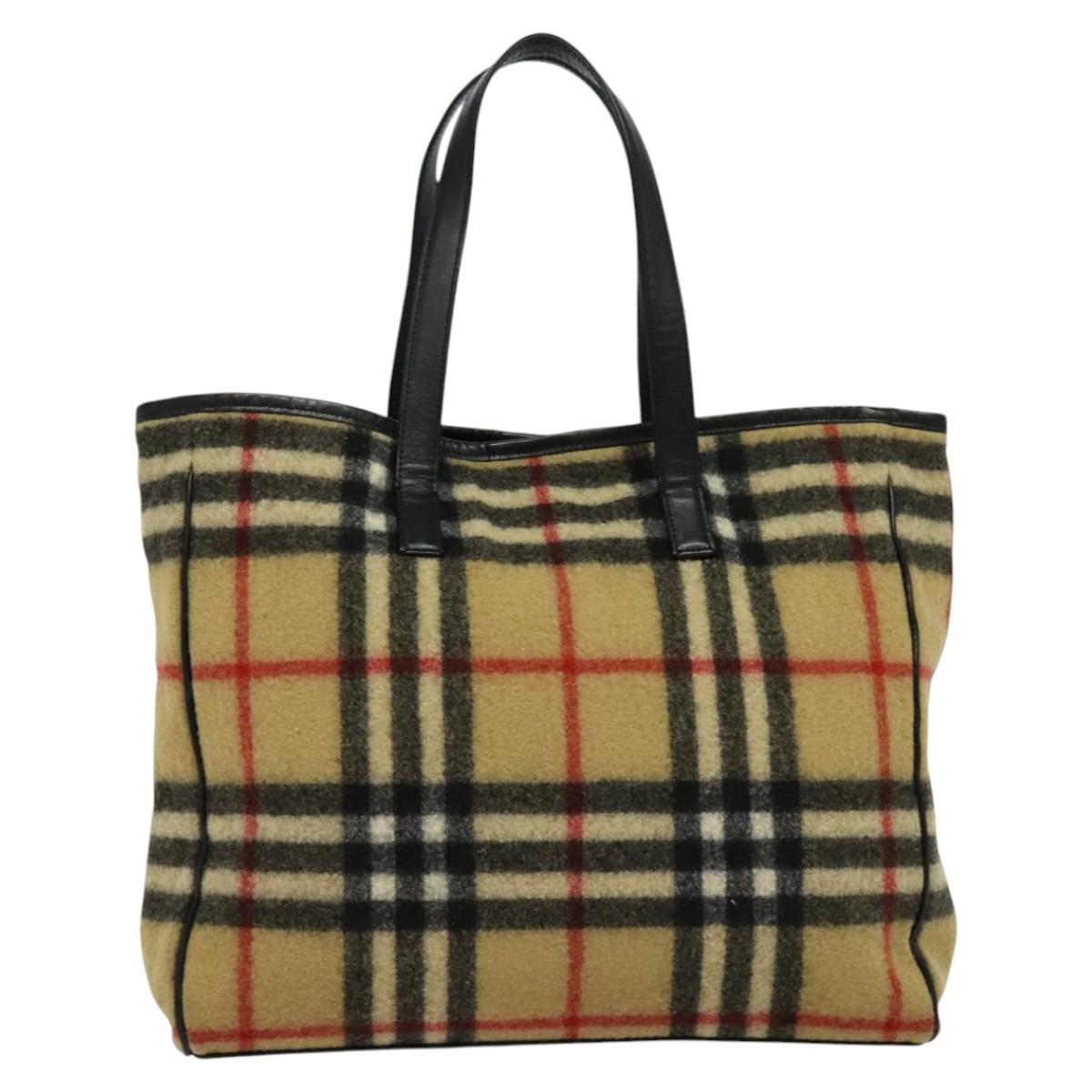 Burberry Nova Check Wool Tote Bag Beige Tote Bag 7