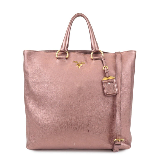 Tote Bag 2Way Shoulder Bag Metallic d Leather Pink