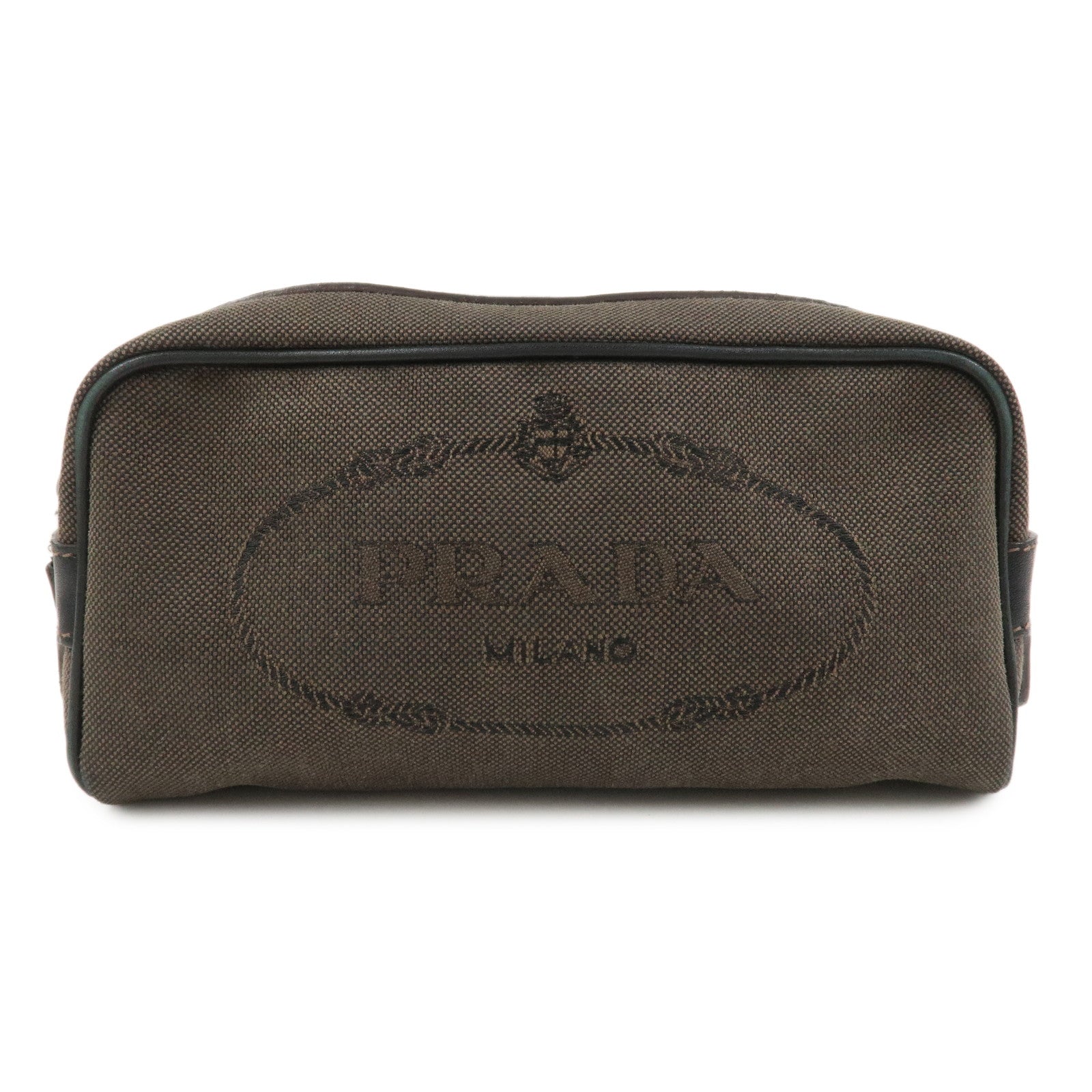 Jacquard Pouch Cosmetic Pouch Makeup Bag Brown Logo Handbag