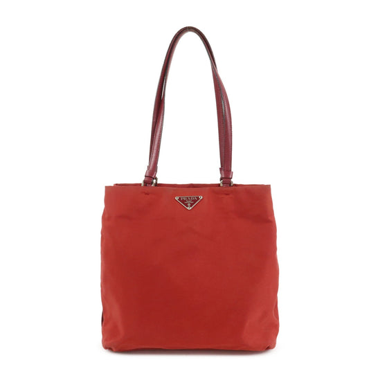 Tote Bag Triangle Shoulder Bag Leather Nylon Red