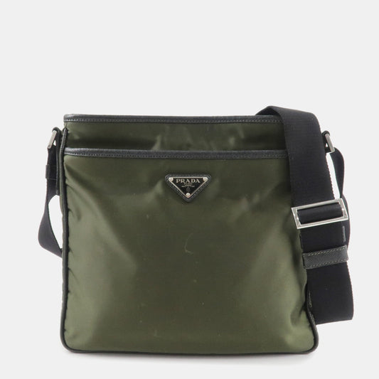 Shoulder Bag Triangle + d Leather Nylon Logo
