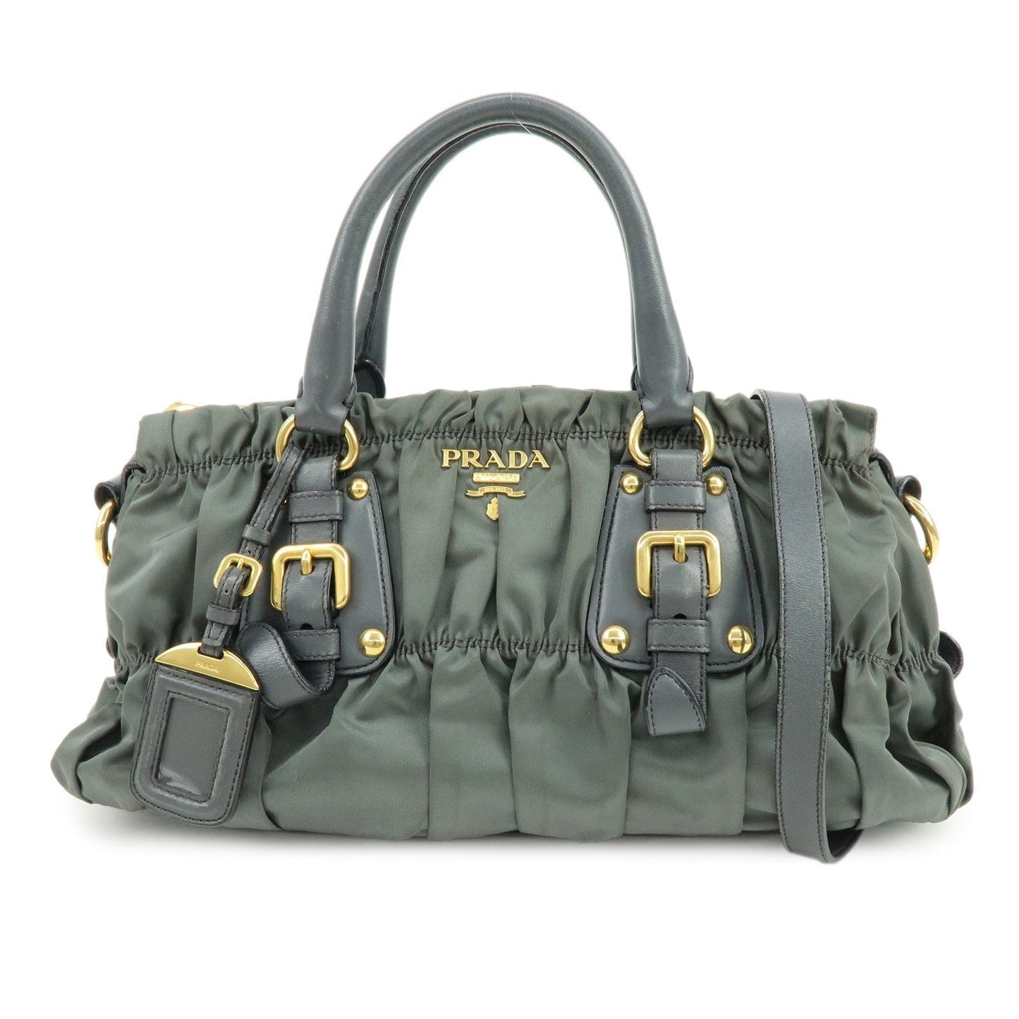 Shoulder Bag 2Way Bag Hand Bag 2 Leather Nylon Gray
