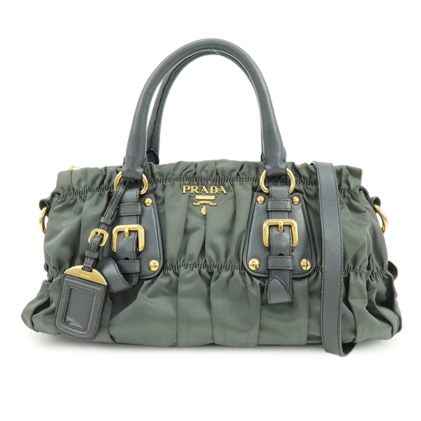 Shoulder Bag 2Way Bag Hand Bag 2 Leather Nylon Gray