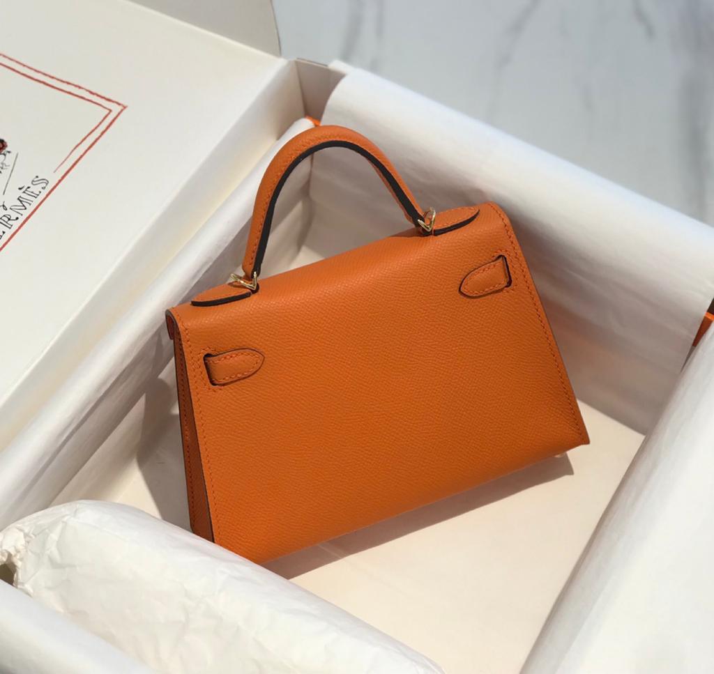 Top Quality Kelly Orange For Women Toned Gold Mini Travel Bag