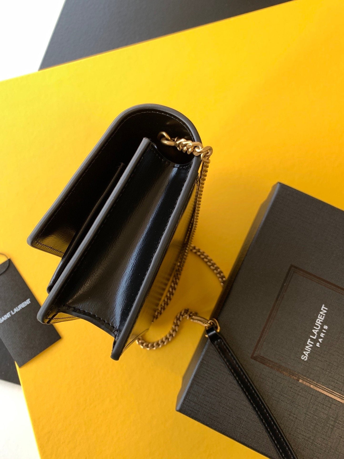YSL Saint Laurent Sunset Hardware 7in 19cm Gold Chain Handbag