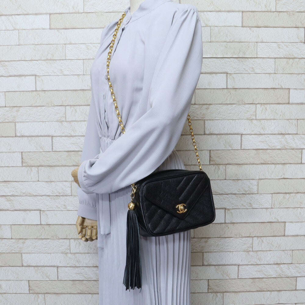 Chanel Tassel Shoulder Bag Matte Caviar Chain