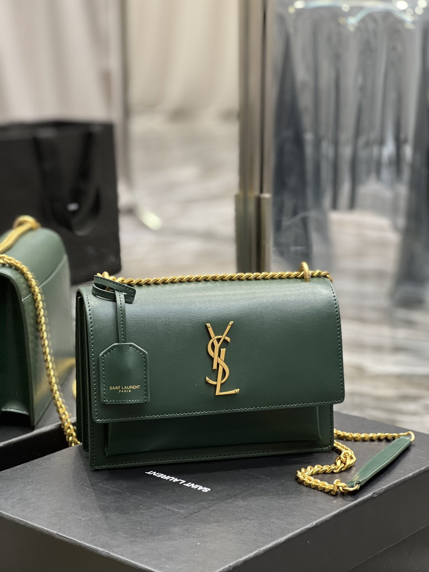 YSL Saint Laurent Sunset Handbag Chain Travel Bag For Women 86In22Cm