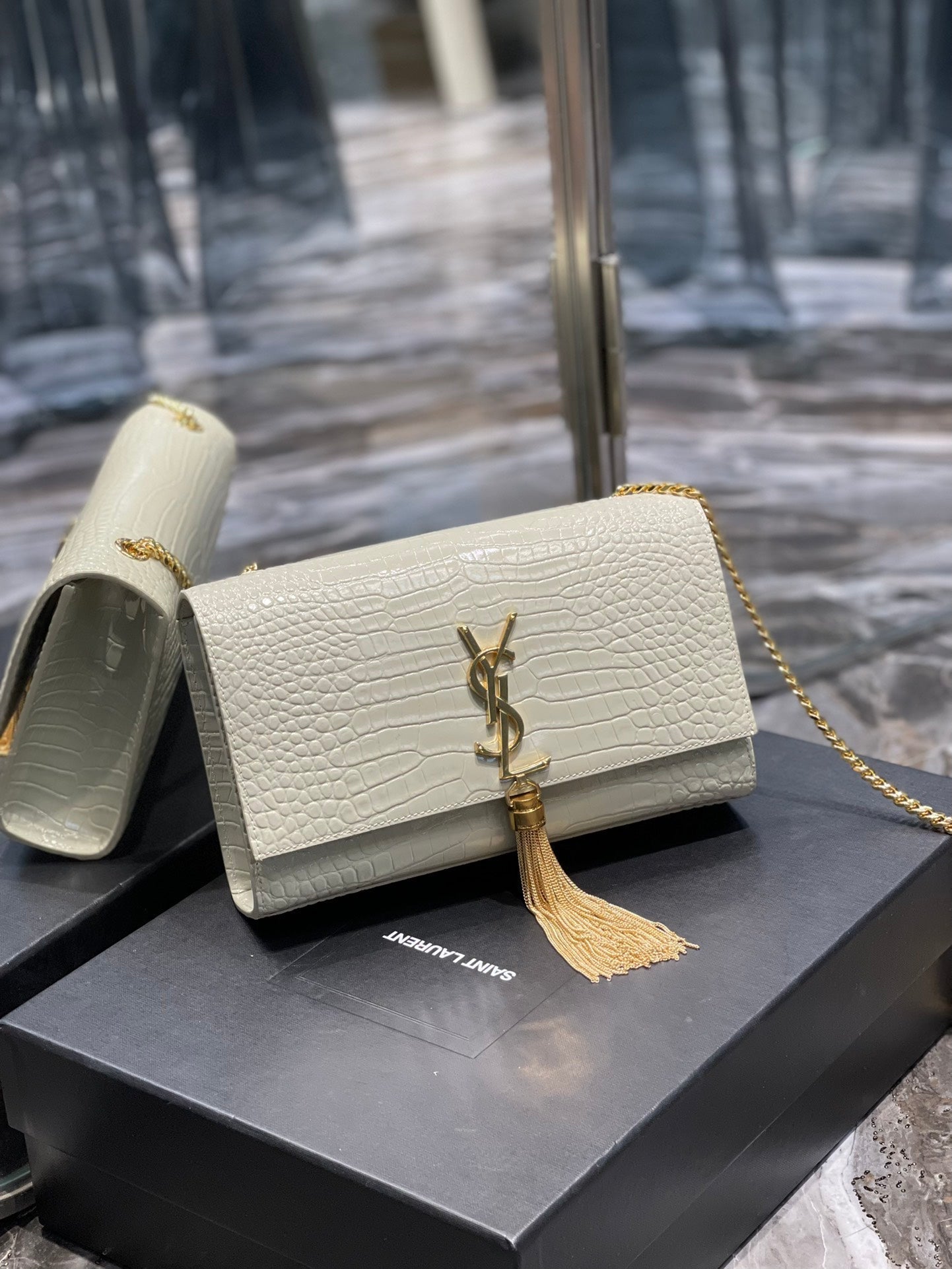 YSL Saint Laurent Ysl Saint Laurent Kata Medium Chain Bag White Travel Bag