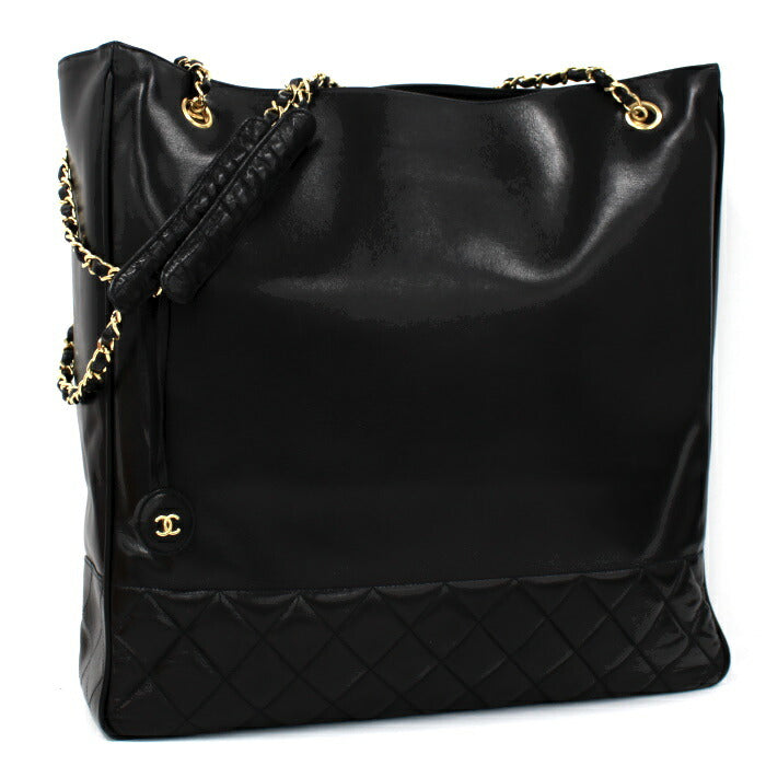 Chanel Chain Tote Bag Leather Matelasse