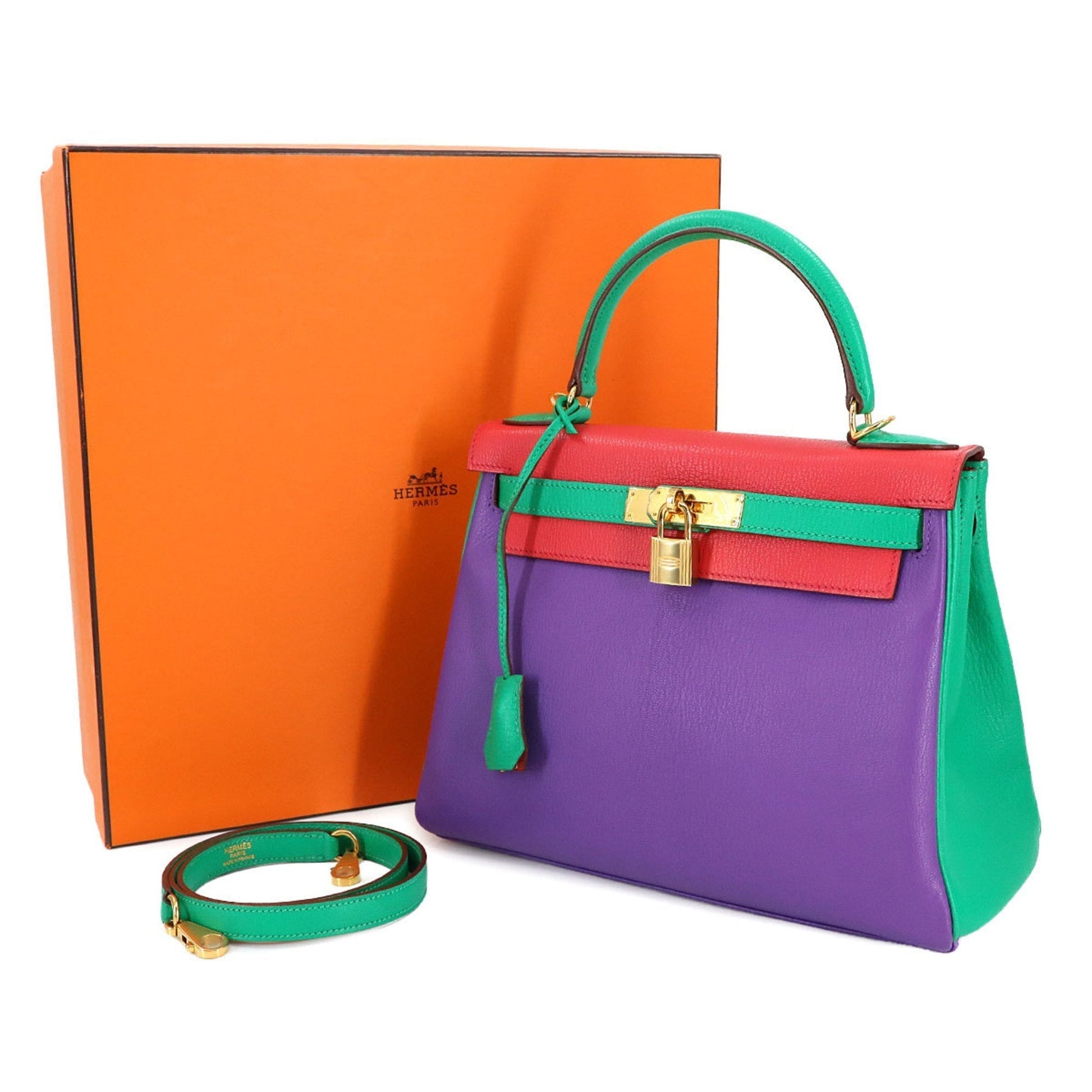 Hermes Bougainvillier Mint Chevre Handbag Shoulder Bag Leather Green