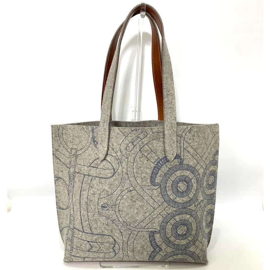 Hermes Karimi Felt Tote Bag Leather Gray