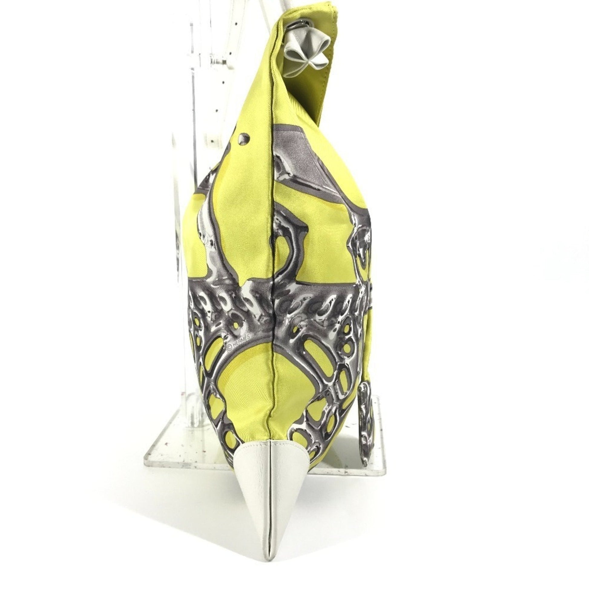 Hermes Silk Shoulder Bag Leather White Yellow