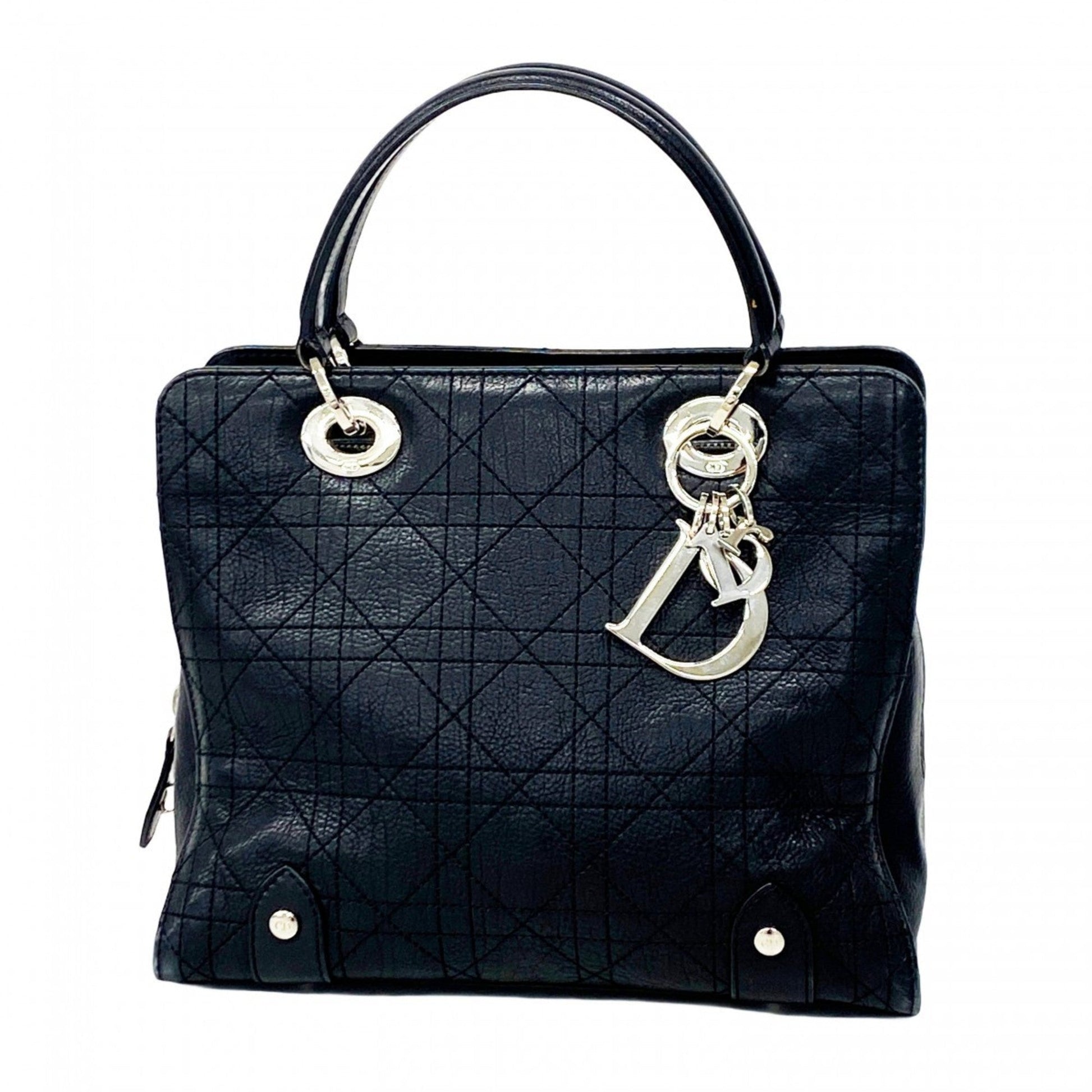 Dior Handbag Christian 3 Leather Black
