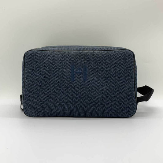 Hermes Toile Chevron Clutch Bag Pouch Navy