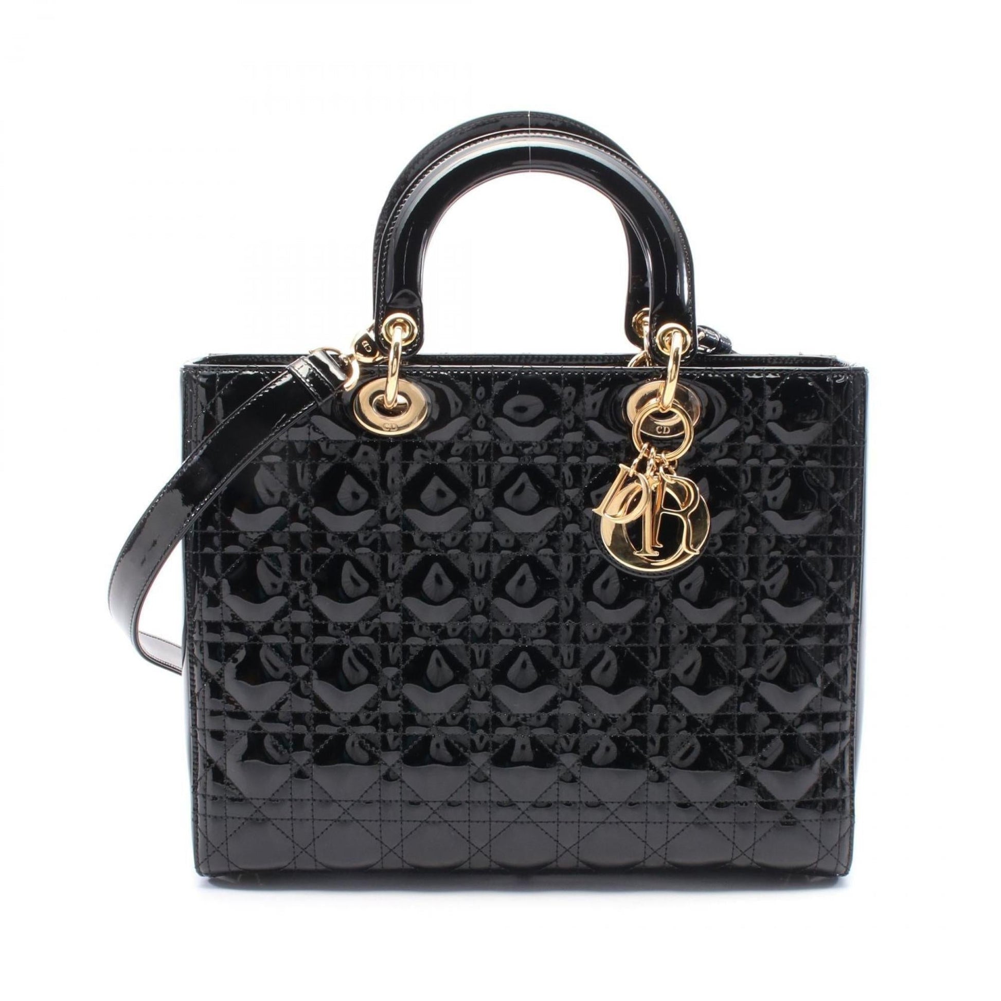Dior Handbag Christian Leather Patent Black