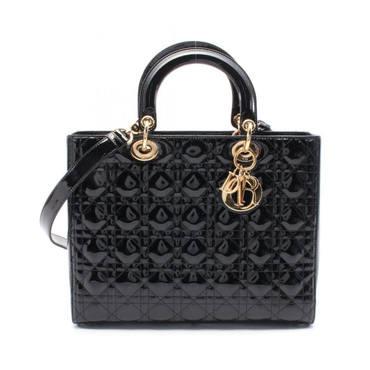 Dior Handbag Christian Leather Patent Black