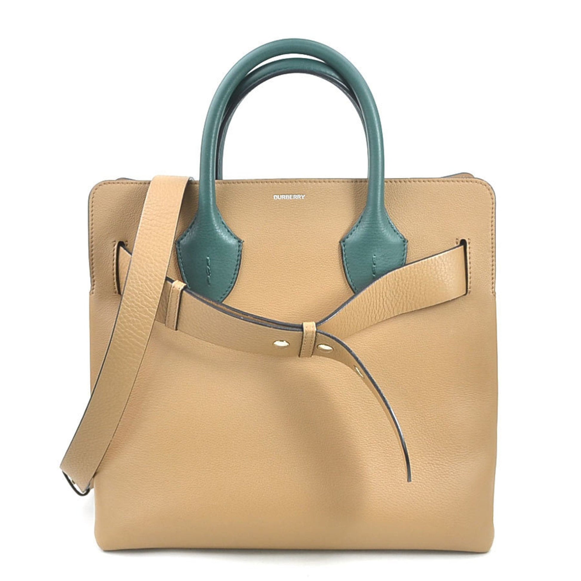Burberry Handbag Shoulder Bag Leather White Beige