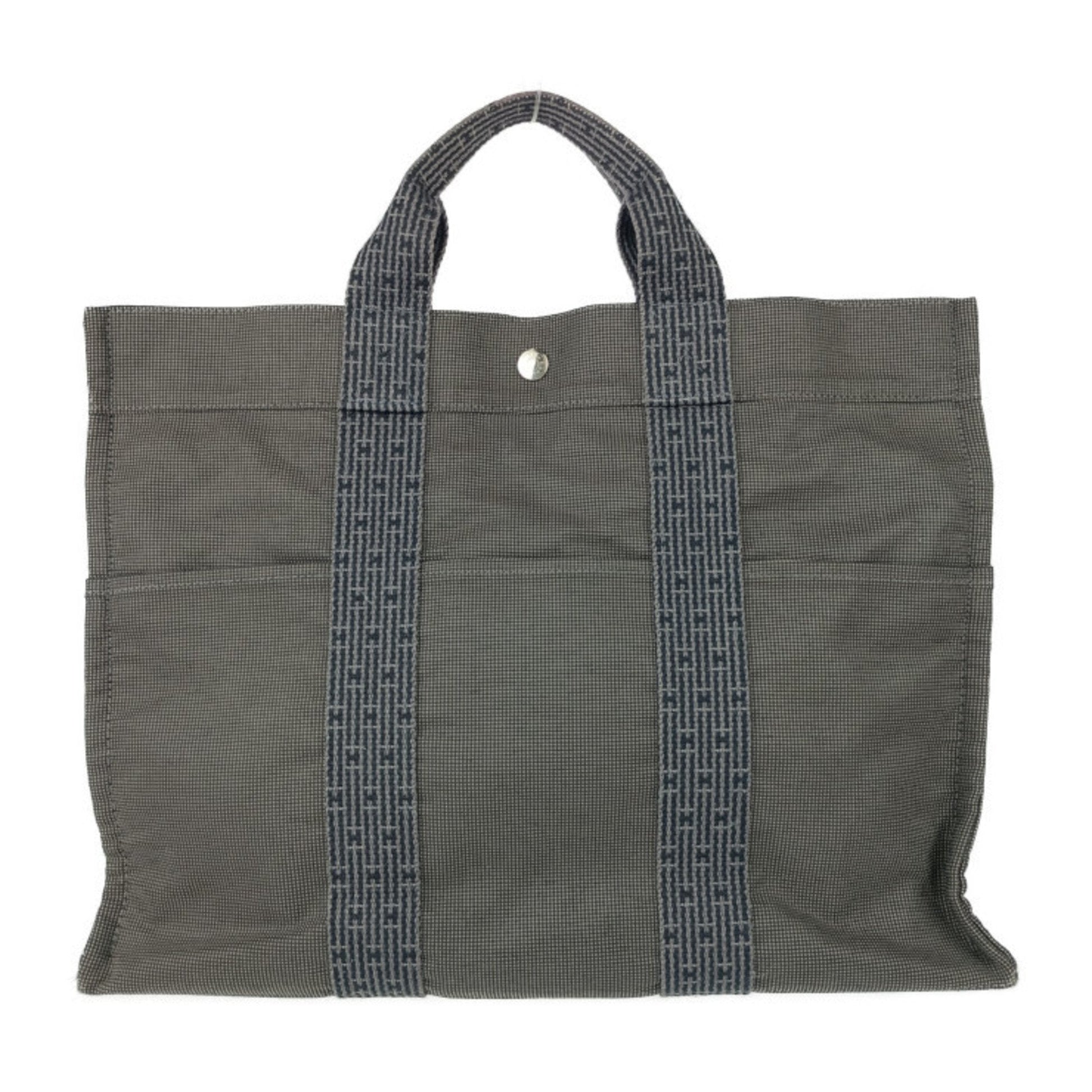 Hermes Handbag Tote Bag Canvas Gray Tote Bag 6