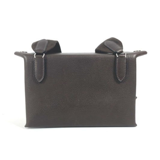 Hermes Dark Togo Pochette Shoulder Bag Leather Brown