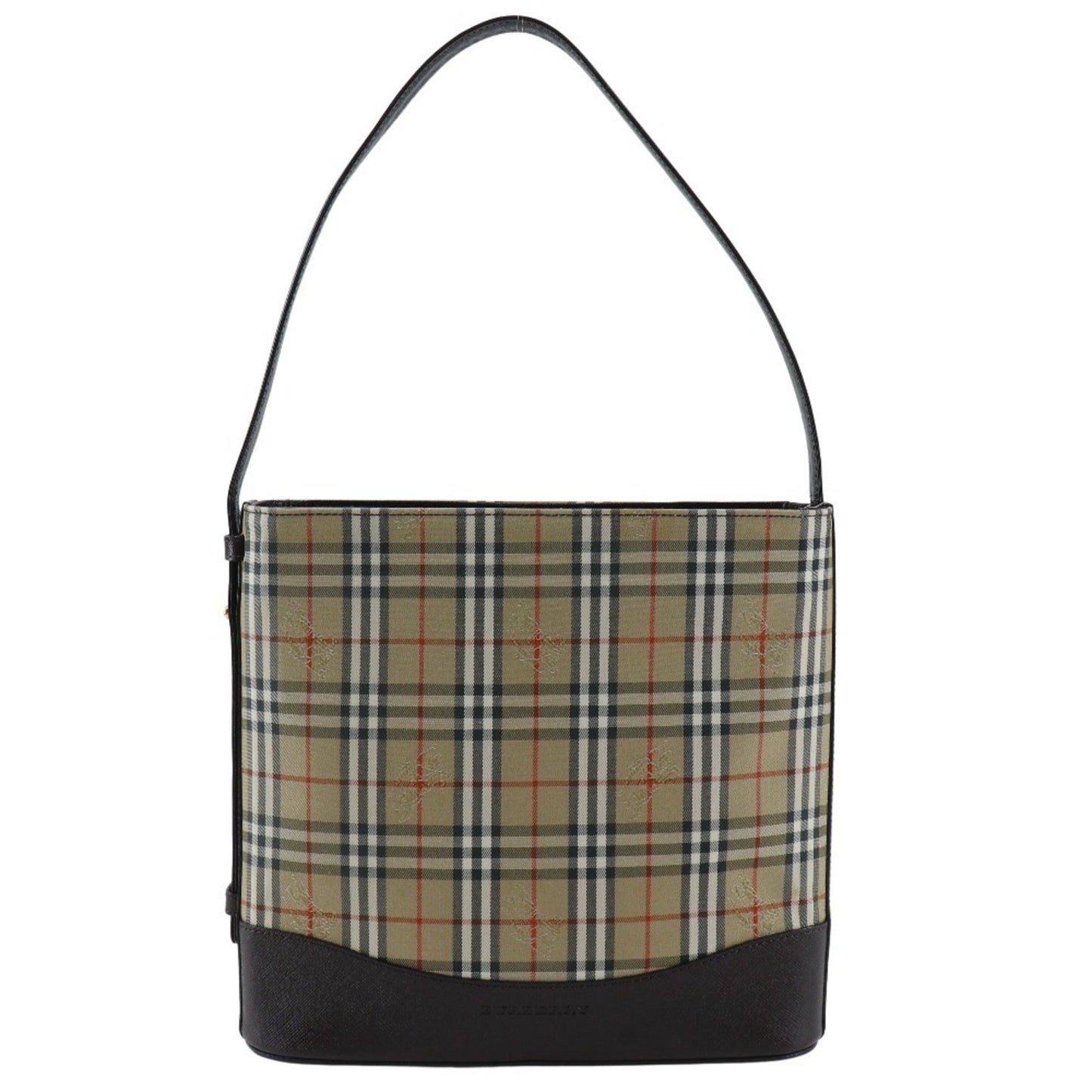 Burberry Shoulder Bag Leather Canvas Black Leather Shoulder Bag