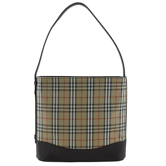 Burberry Shoulder Bag Leather Canvas Black Leather Shoulder Bag