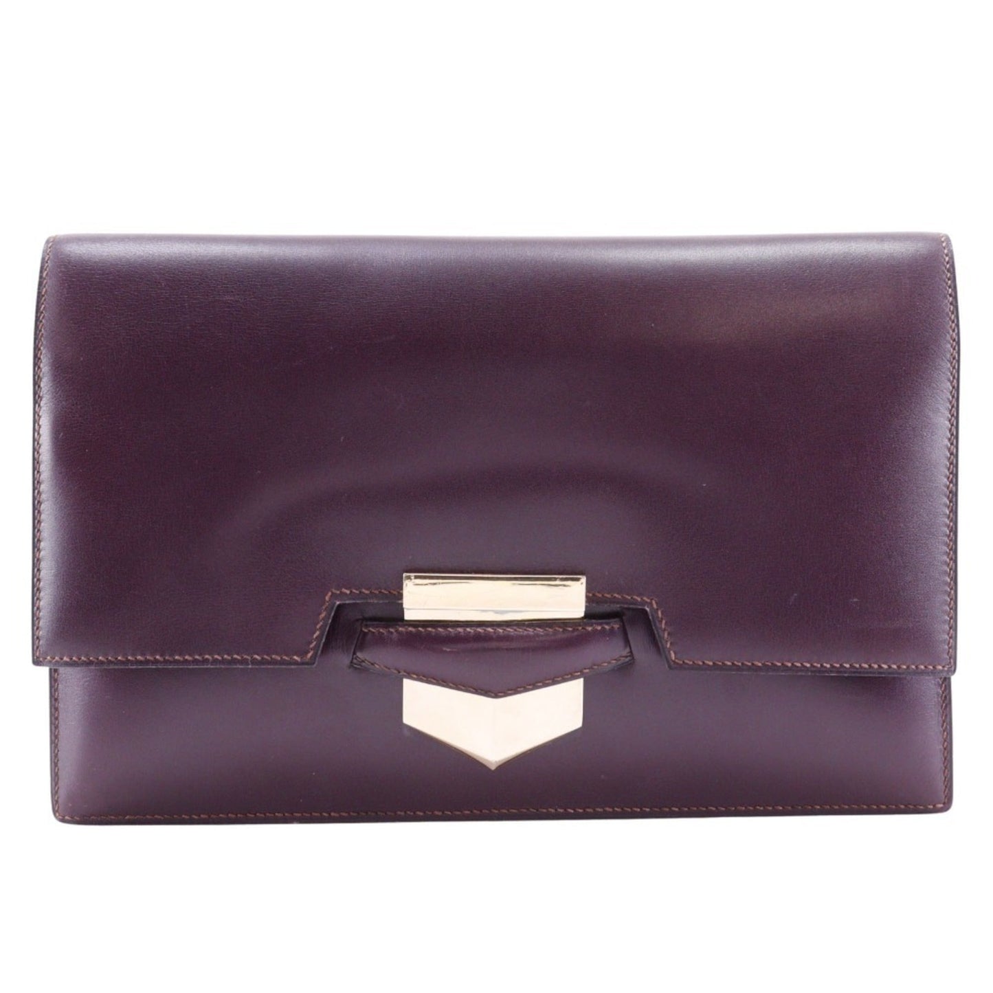 Hermes Bordeaux Box Calf Clutch Bag Leather